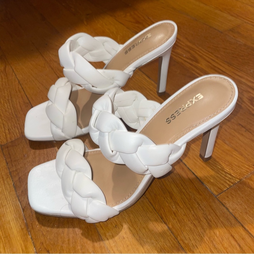 White Braid Heels from Express